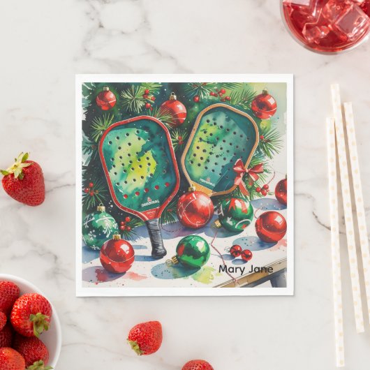 Pickleball kerstthema servet (Insitu)