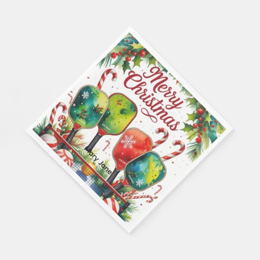 Pickleball kerstthema servet (Hoek)