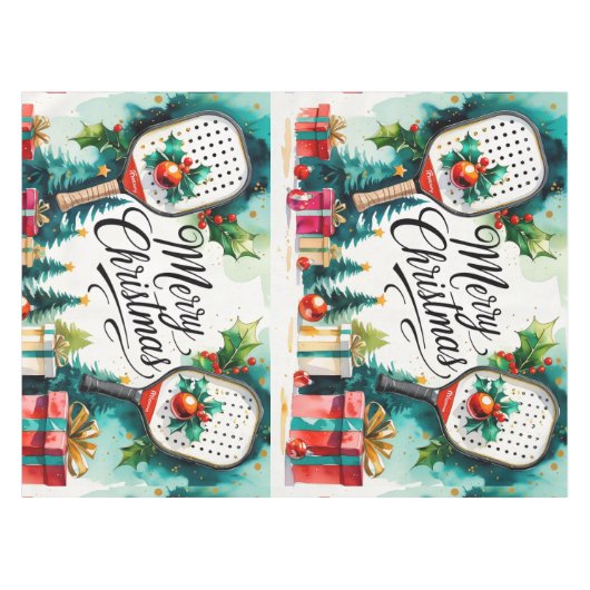 Pickleball-kerstthema Tafelkleed (Voorkant (Horizontaal))