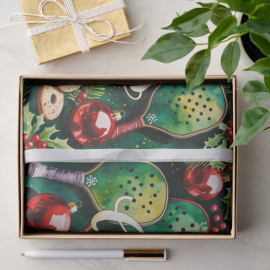 Pickleball kerstthema tissuepapier (Geschenk)