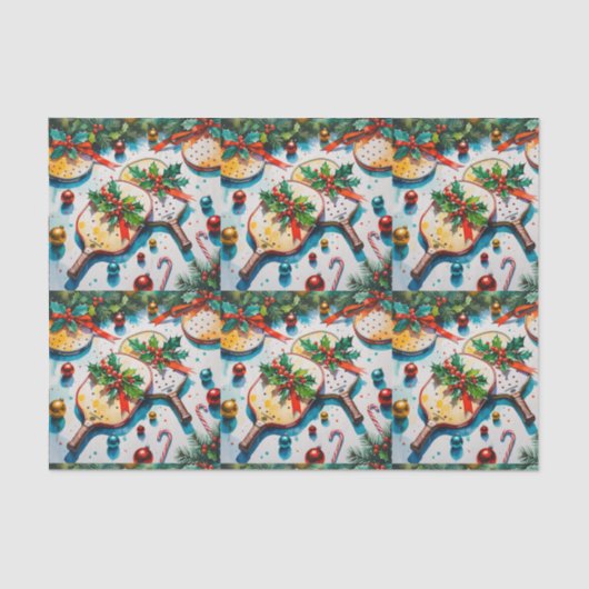 Pickleball kerstthema tissuepapier (Voorkant)