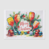 Pickleball kerstthema tissuepapier (Voorkant)
