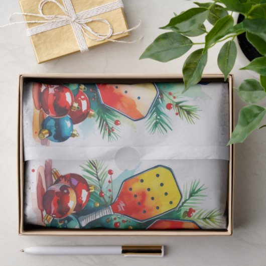 Pickleball kerstthema tissuepapier (Geschenk)