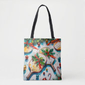 Pickleball kerstthema tote bag (Voorkant)