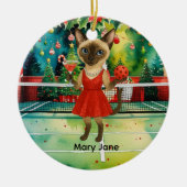 Pickleball kerstthema voor kattenliefhebbers keramisch ornament (Voorkant)