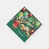 Pickleball kerstthema voor kattenliefhebbers servet (Hoek)