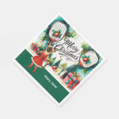 Pickleball kerstthema voor kattenliefhebbers servet (Hoek)