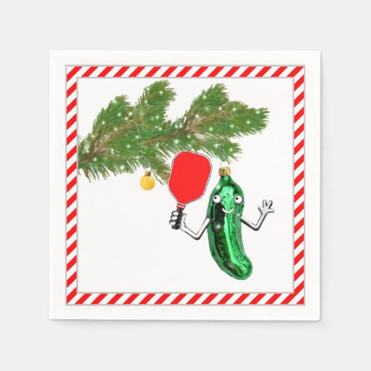 Pickleball Kerstvakantie Feest Servet (Voorkant)