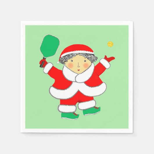 Pickleball Kerstvakantie Feest Servet (Voorkant)