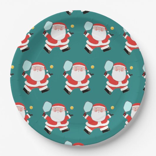 Pickleball kerstvakantie papieren bord (Voorkant)