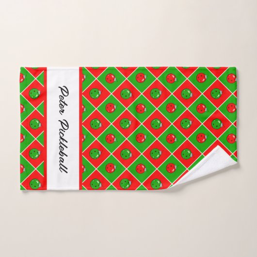 Pickleball kerstversiering cheques gepersonaliseer handdoek (Handdoek)