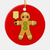 Pickleball-kerstversiering - Gingerbreadman Keramisch Ornament (Voorkant)