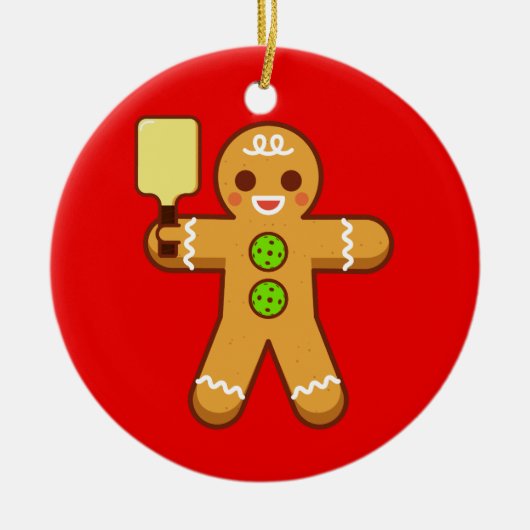 Pickleball-kerstversiering - Gingerbreadman Keramisch Ornament (Voorkant)