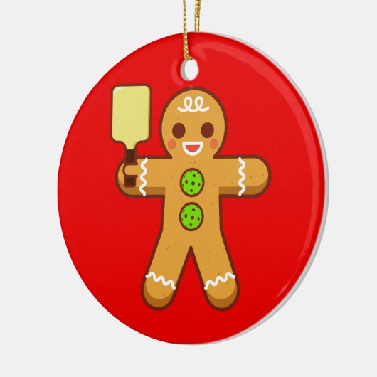 Pickleball-kerstversiering - Gingerbreadman Keramisch Ornament (Links)