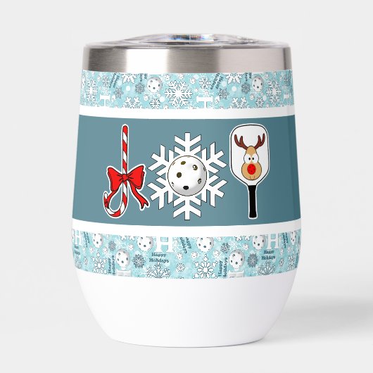 Pickleball Kerstvreugde Sneeuwvlok Blauw en Wit (Voorkant)