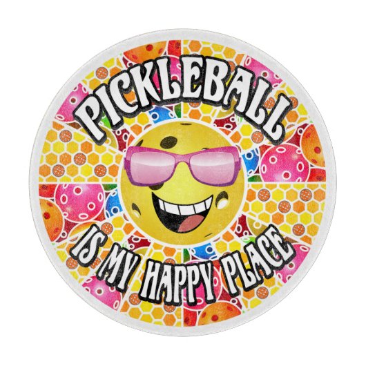 Pickleball Keuken My Happy Place Grappig Schattige Snijplank (Voorkant)