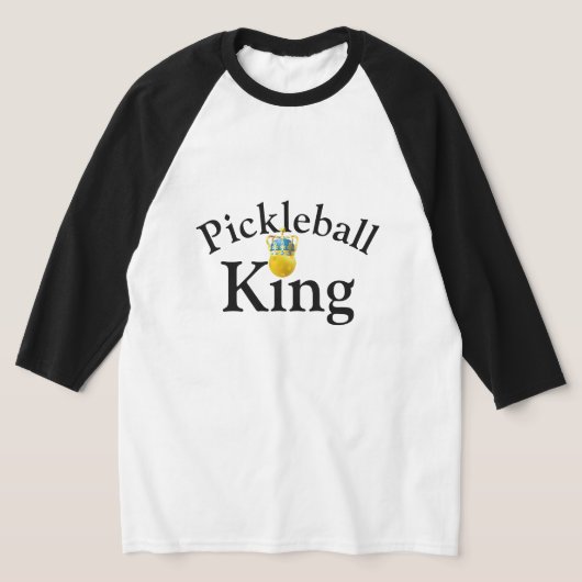Pickleball King, Gele Pickleball die een kroon dra T-shirt (Laagn)