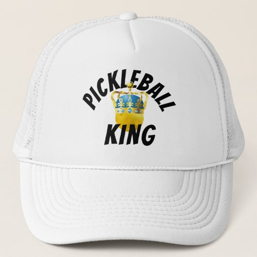 Pickleball King, Gele Pickleball die een kroon dra Trucker Pet (Voorkant)