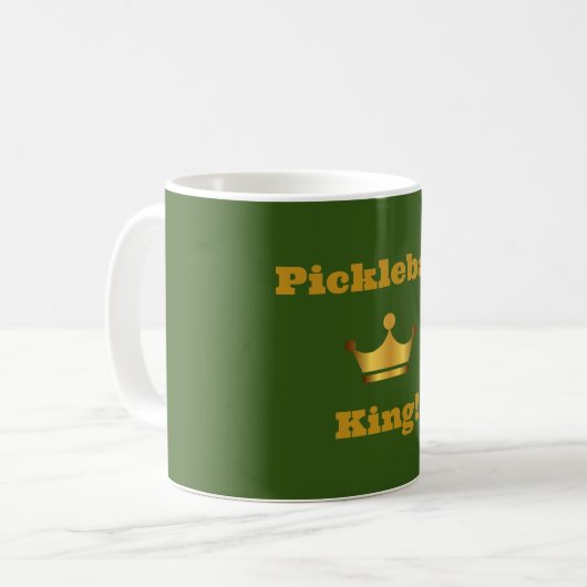 Pickleball King koffie mok - groen & goud (Voorkant links)