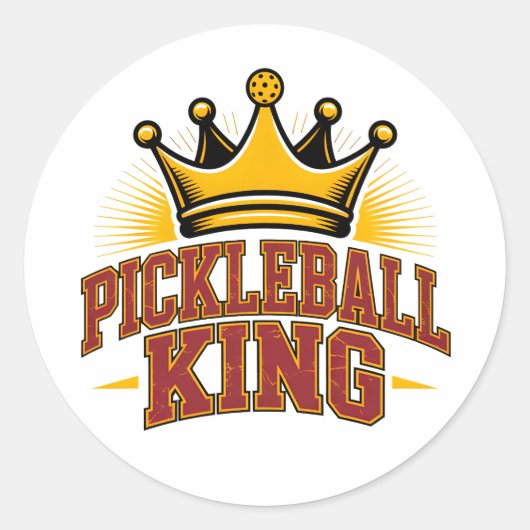 Pickleball King Ronde Sticker (Voorkant)