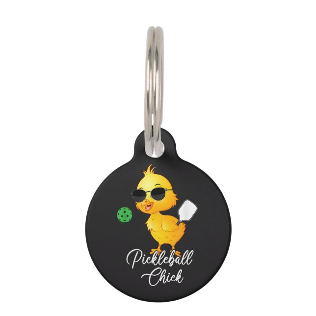 Pickleball Kip Grappige Pickleball Huisdierpenning (Voorkant)
