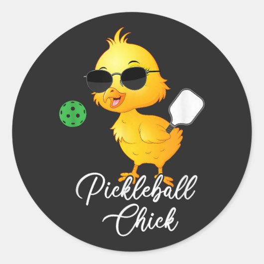 Pickleball Kip Grappige Pickleball Ronde Sticker (Voorkant)