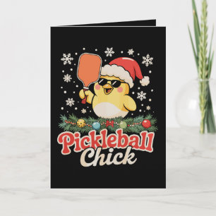 Pickleball Kip Kersthoed Zonneklep Kerstmis Kaart