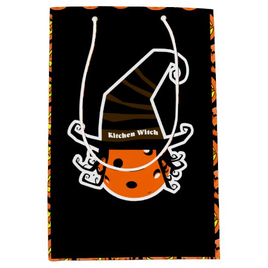 Pickleball Kitchen Witch Cute Pickleball Halloween Medium Cadeauzakje (Voorkant)