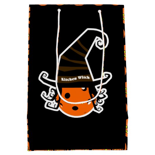 Pickleball Kitchen Witch Cute Pickleball Halloween Medium Cadeauzakje (Achterkant)