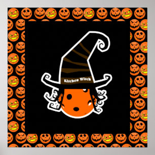 Pickleball Kitchen Witch Cute Pickleball Halloween Poster