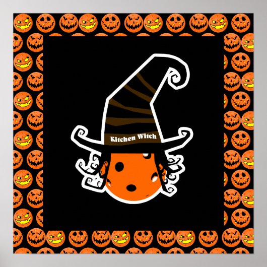 Pickleball Kitchen Witch Cute Pickleball Halloween Poster (Voorkant)