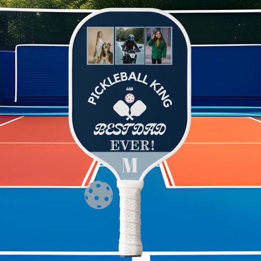 Pickleball Koning en Beste Pap Ooit 3 Fotorooster Paddle