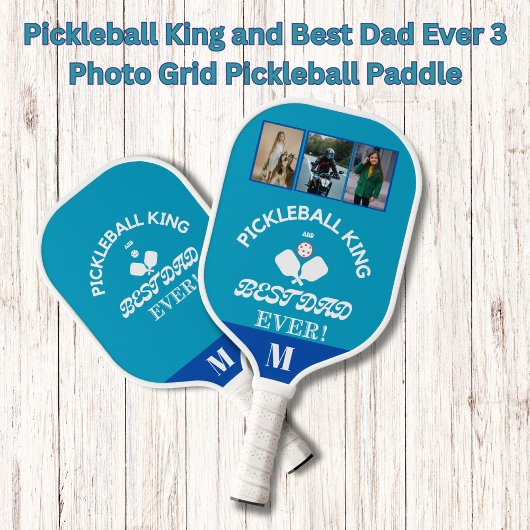Pickleball Koning en Beste Pap Ooit 3 Fotorooster Paddle