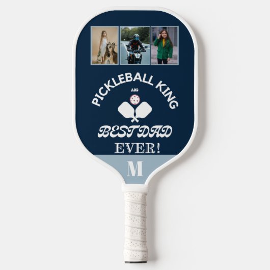 Pickleball Koning en Beste Pap Ooit 3 Fotorooster Paddle (Voorkant)