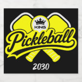 Pickleball Koning Kampioen Sparkling Wijnetiket (Enkel label)