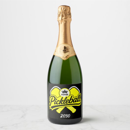 Pickleball Koning Kampioen Sparkling Wijnetiket (Voorkant)