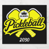 Pickleball Koningin Kampioen Sparkling Wijnetiket (Enkel label)