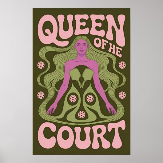 Pickleball Koningin Van Het Veld Kunst Poster (Voorkant)
