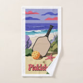 Pickleball kustpeddel scène met zeesterren handdoek (Handdoek)