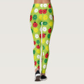 Pickleball ladybugs en picklaballs op vers groen leggings (Achterkant)