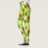 Pickleball ladybugs en picklaballs op vers groen leggings (Links)