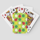 Pickleball ladybugs en picklaballs op vers groen pokerkaarten (Achterkant)