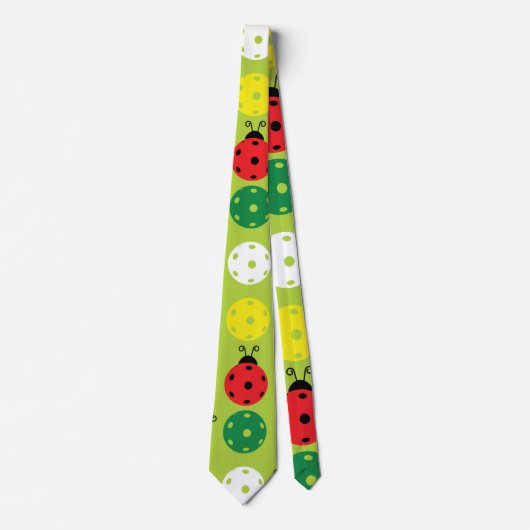 Pickleball ladybugs en pickleballetjes op vers gro stropdas (Voorkant)