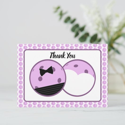 Pickleball Lavendel Bruid en bruidegom Bedankkaart (Staand voorkant)