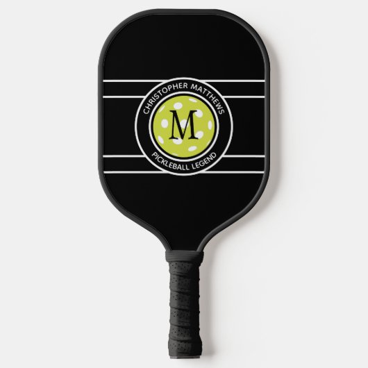 Pickleball Legend Custom Quote Name Initiaal Black Pickleball Paddle (Voorkant)