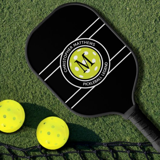 Pickleball Legend Custom Quote Name Initiaal Black Pickleball Paddle