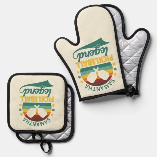 Pickleball Legend Monogram Gift Ovenwant & Pannenlap Set (Voorkant / Achterkant)