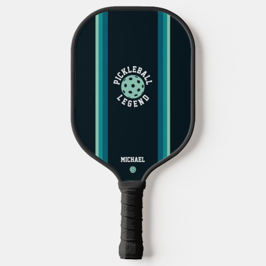Pickleball Legend Retro Donkerblauw Gestreept Pickleball Paddle (Achterkant)