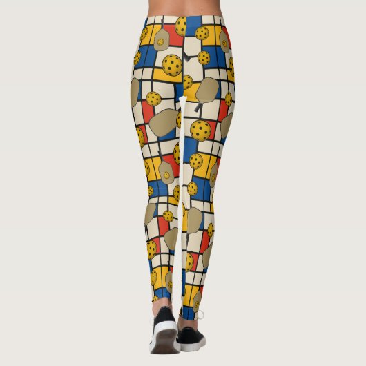 Pickleball Leggings Piet Mondrian Pattern (Achterkant)