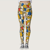 Pickleball Leggings Piet Mondrian Pattern (Voorkant)